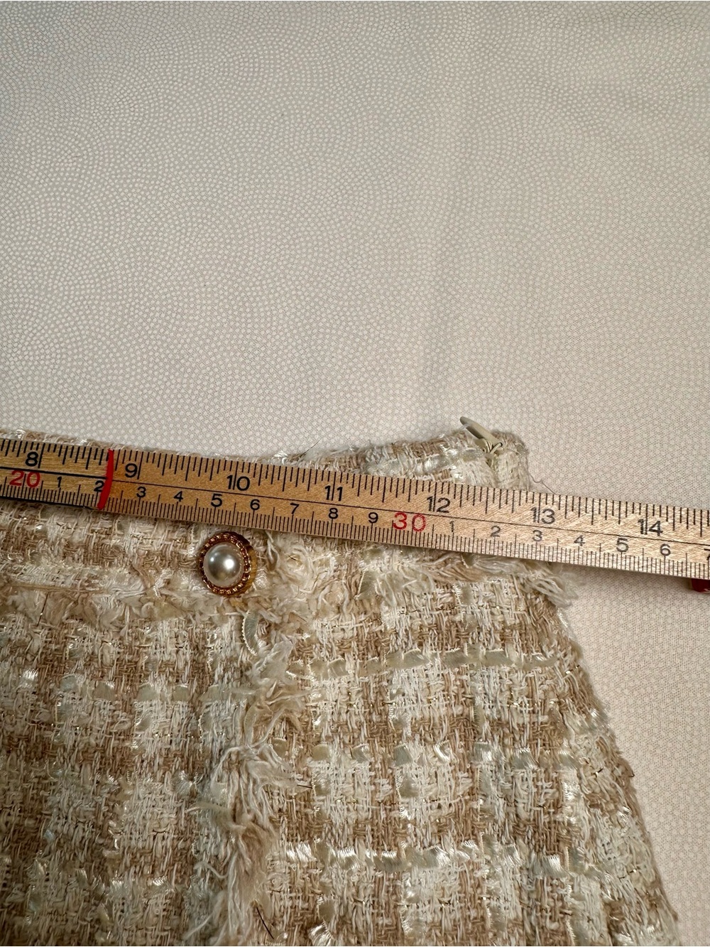 Blu Pepper Tweed Mini Skort Pearl Buttons Fringe Hem Size Small - Picture 8 of 11